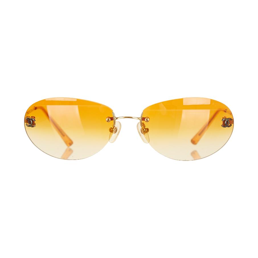 Chanel Orange Rimless Logo Oval Sunglasses – Treasures of NYC