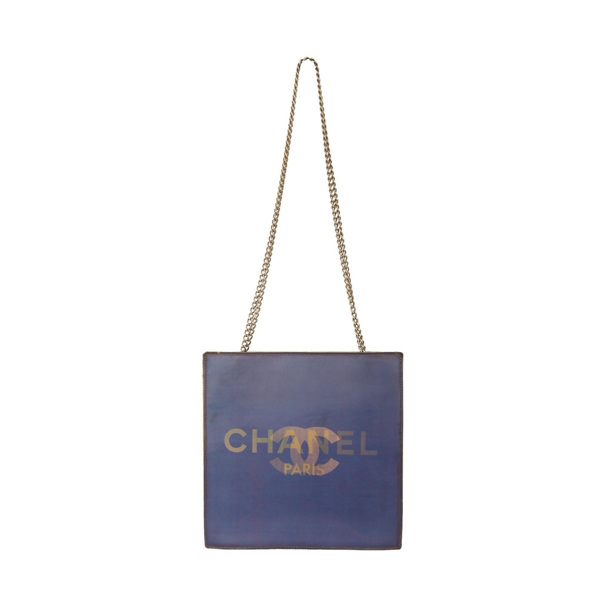 Chanel Purple Holographic Logo Chain Shoulder Bag – Treasures of NYC