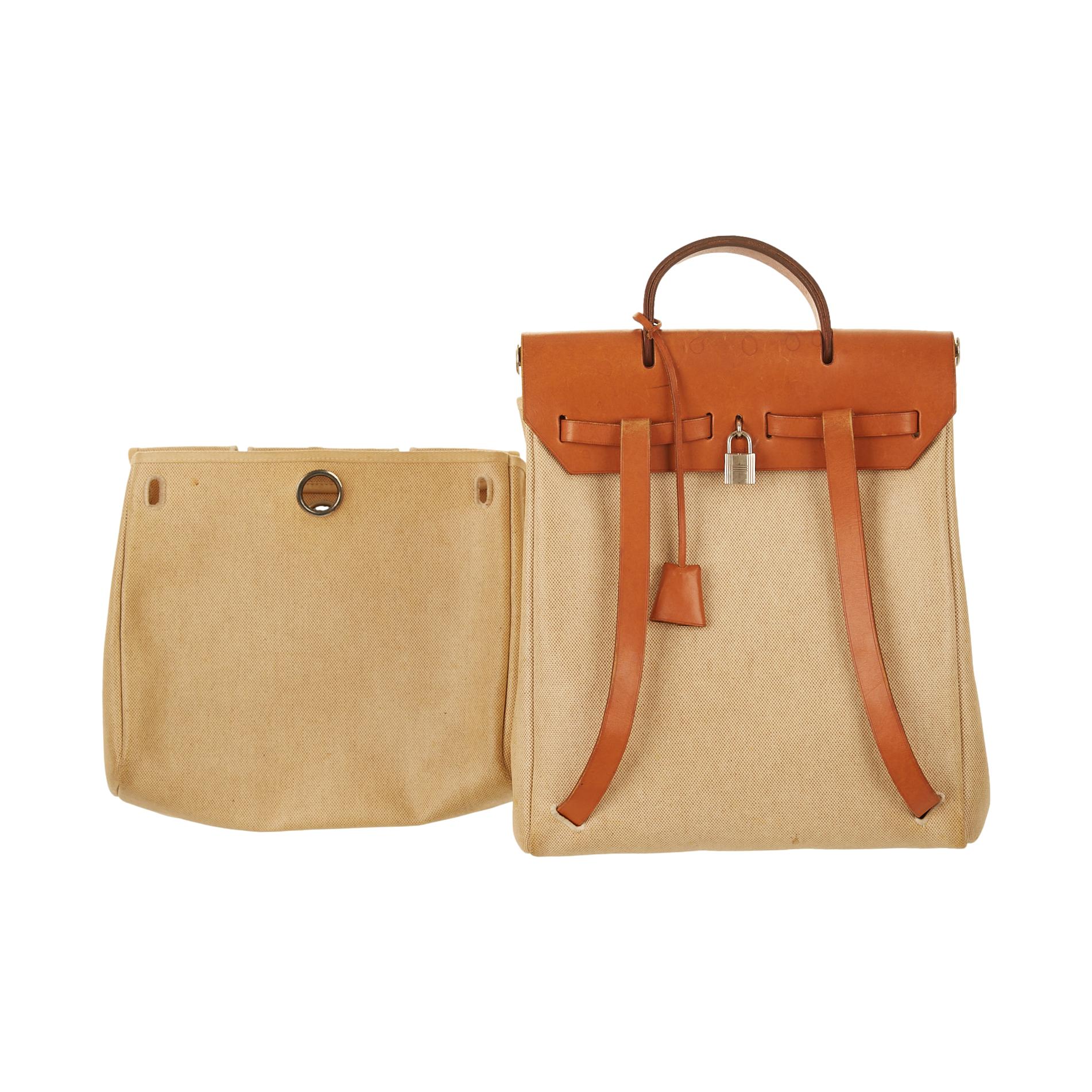 Hermès Vintage - Herbag Canvas Backpack - Brown Beige - Canvas