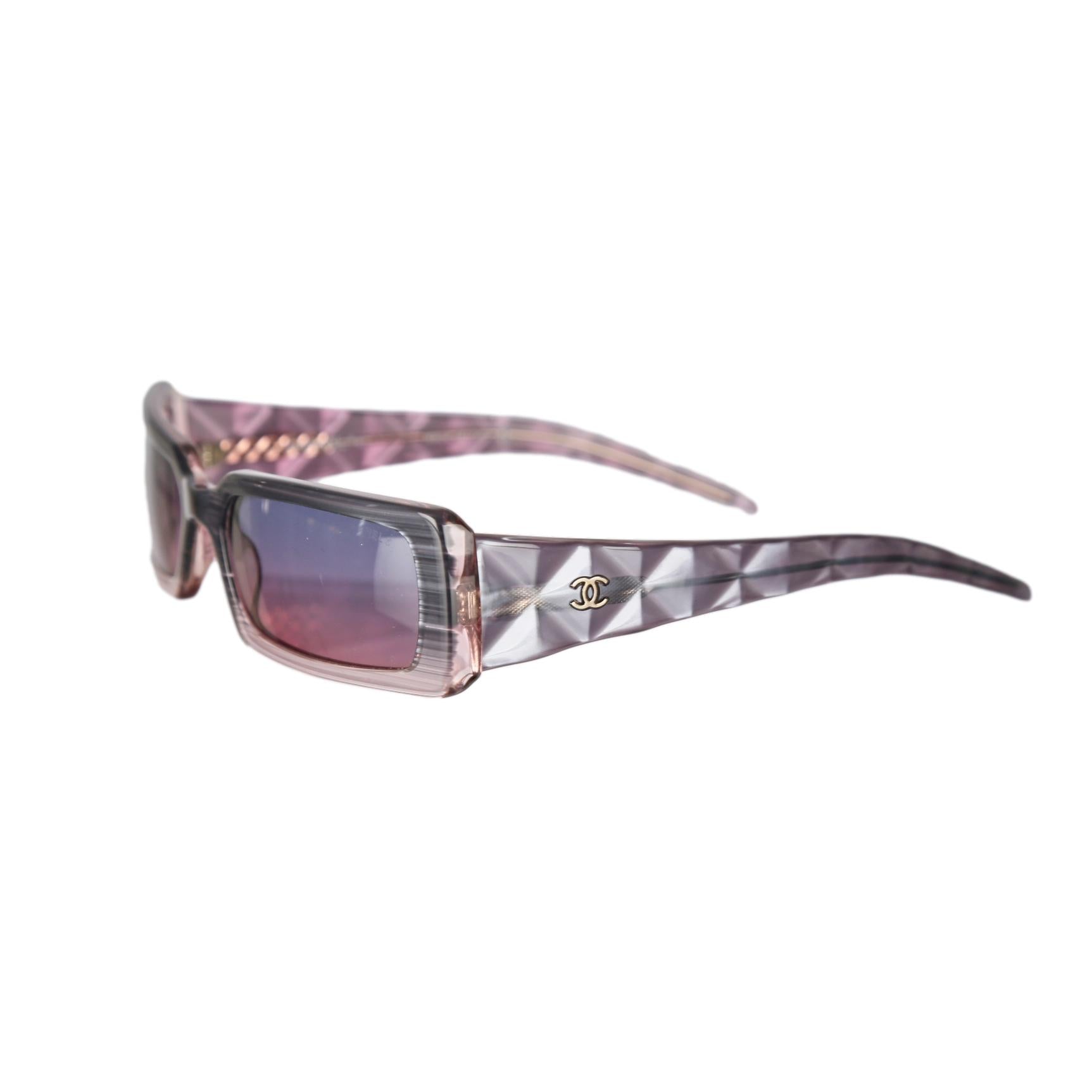 Chanel Purple Iridescent Logo Sunglasses