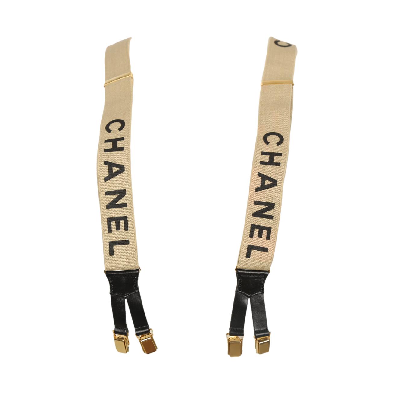 Sold at Auction: Chanel Suspenders Black White