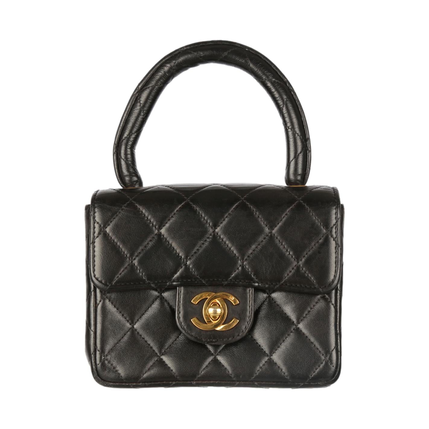 Chanel Black Quilted Mini Logo Bag
