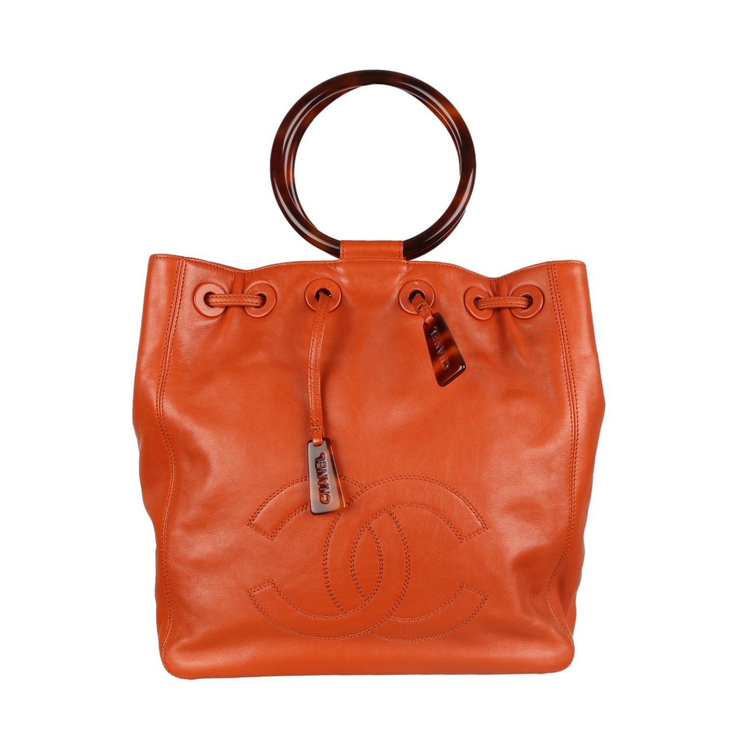 Chanel Orange Logo Ring Handle Bag