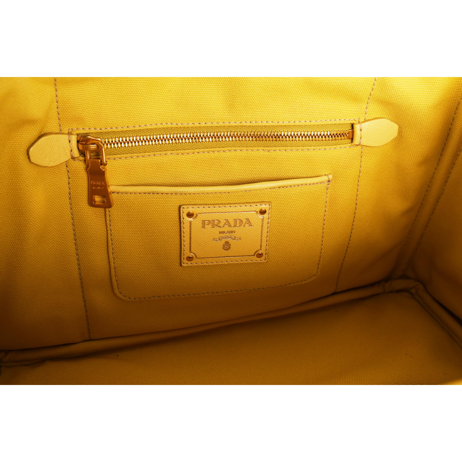 Prada Yellow Western Print Canapa Tote – Treasures of NYC