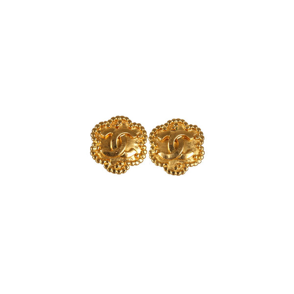 Chanel Gold Flower Logo Earrings