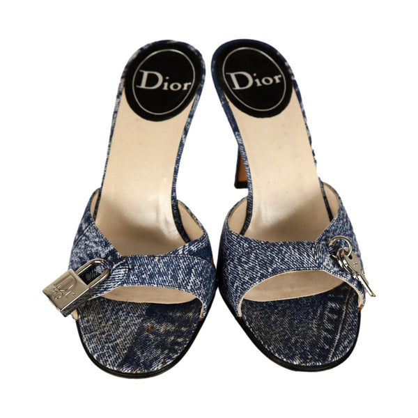 Dior Denim Key and Lock Heels
