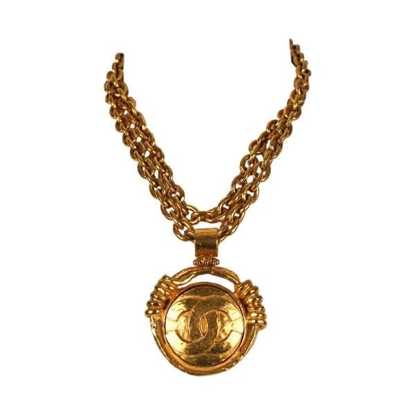 Chanel Gold Mirror Pendant Chain Necklace