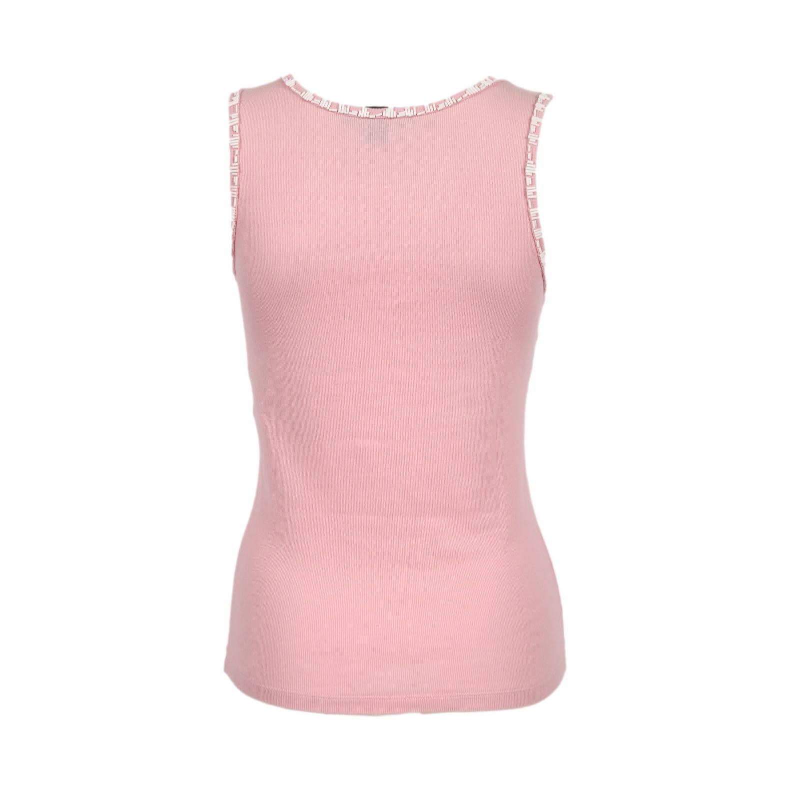 Louis Vuitton Pink Beaded Logo Tank