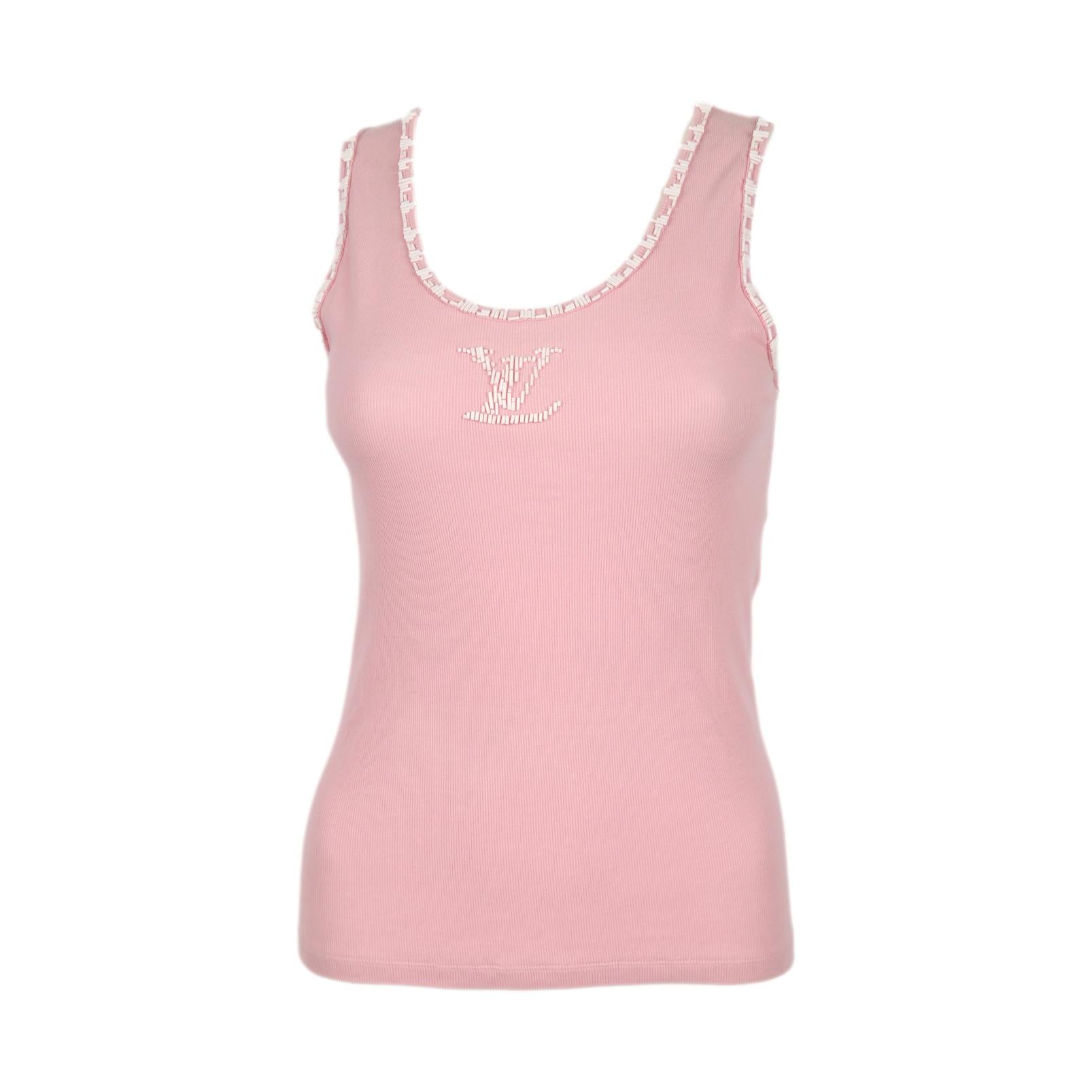 Louis Vuitton Pink Beaded Logo Tank