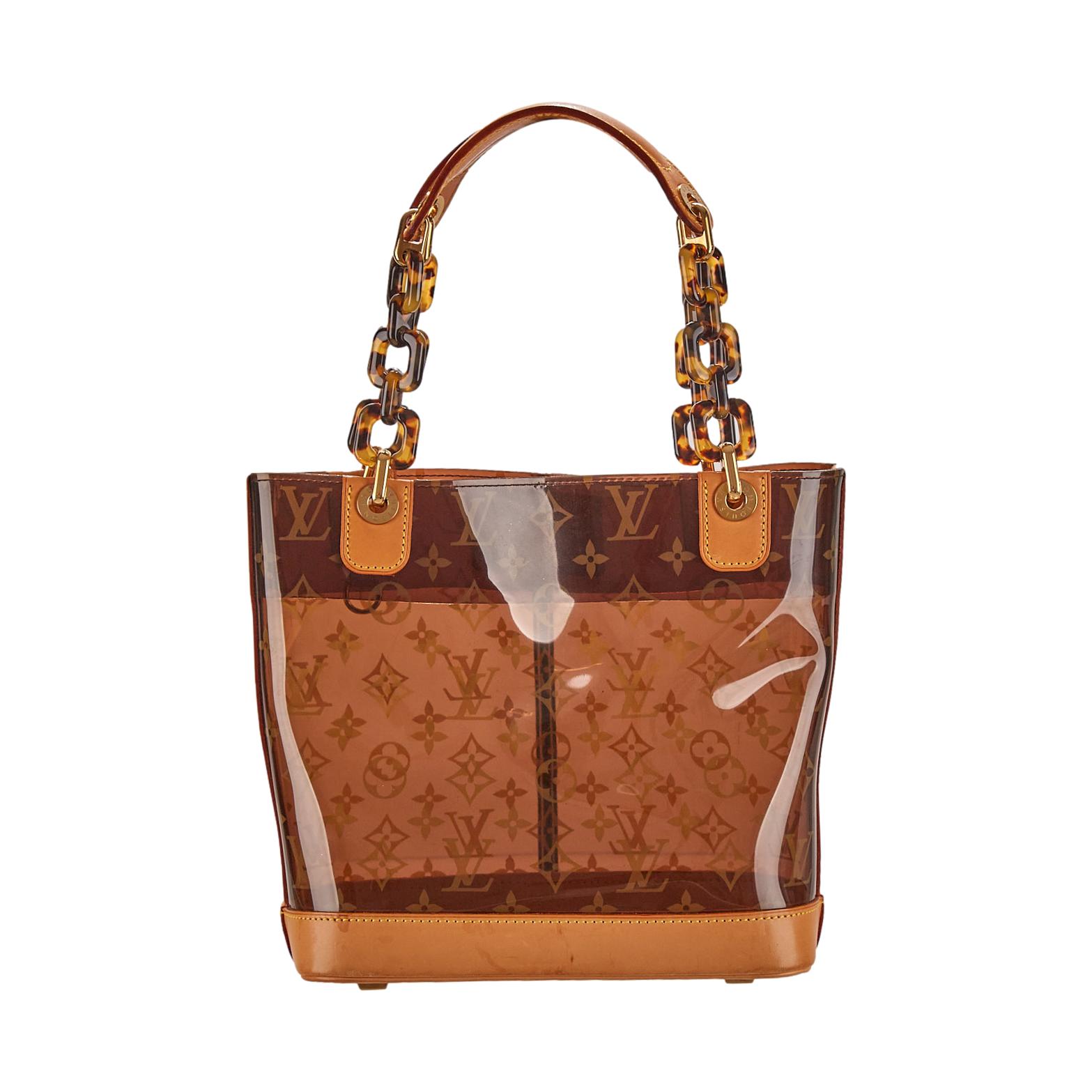 LOUIS VUITTON トートバッグ 透明 ブラウン Louis Vuitton Brown Transparent Logo Shoulder Bag – Treasures of NYC