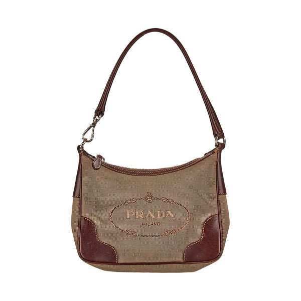 Prada Brown Canvas Logo Shoulder Bag – Treasures of NYC