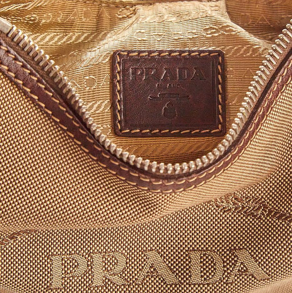 Prada Brown Canvas Logo Shoulder Bag