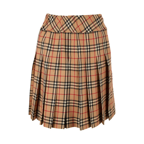 Burberry Tan Plaid Print Skirt