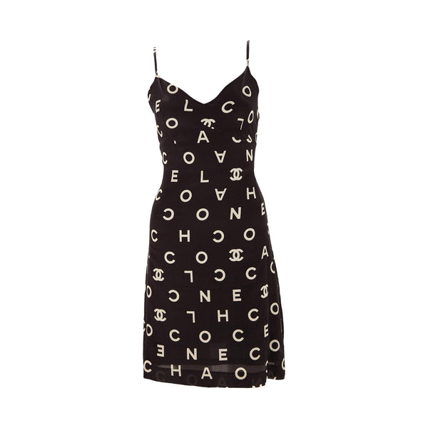 Chanel Black Coco Print Dress