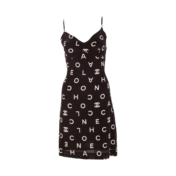 white christmas dresses Chanel Black Coco Print Dress – Treasures of NYC