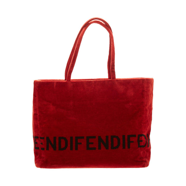 Fendi Red Velour Logo Shoulder Bag