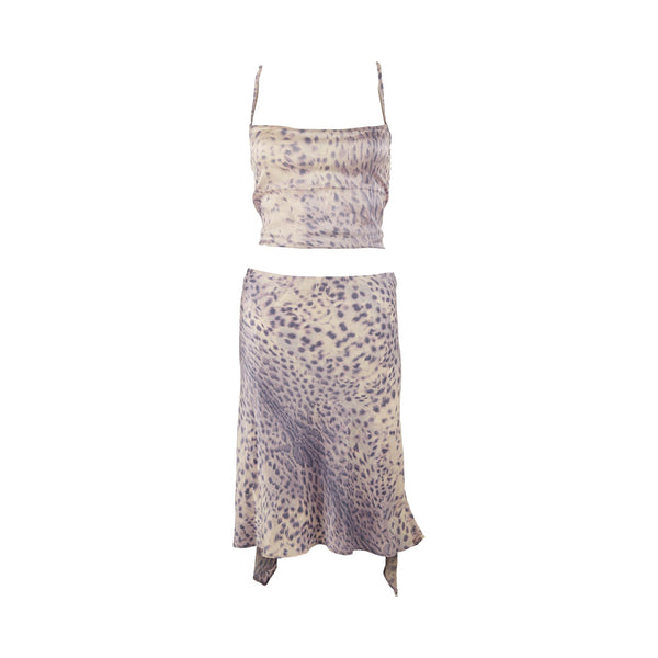 Roberto Cavalli Purple Cheetah Print Skirt Set