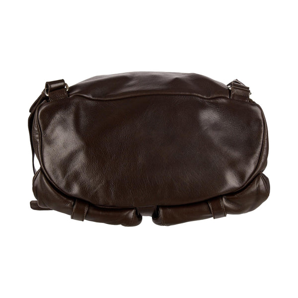 Prada Brown Leather Logo Backpack