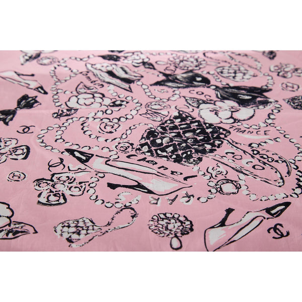 Pink Chanel 'Coco' Print Scarf