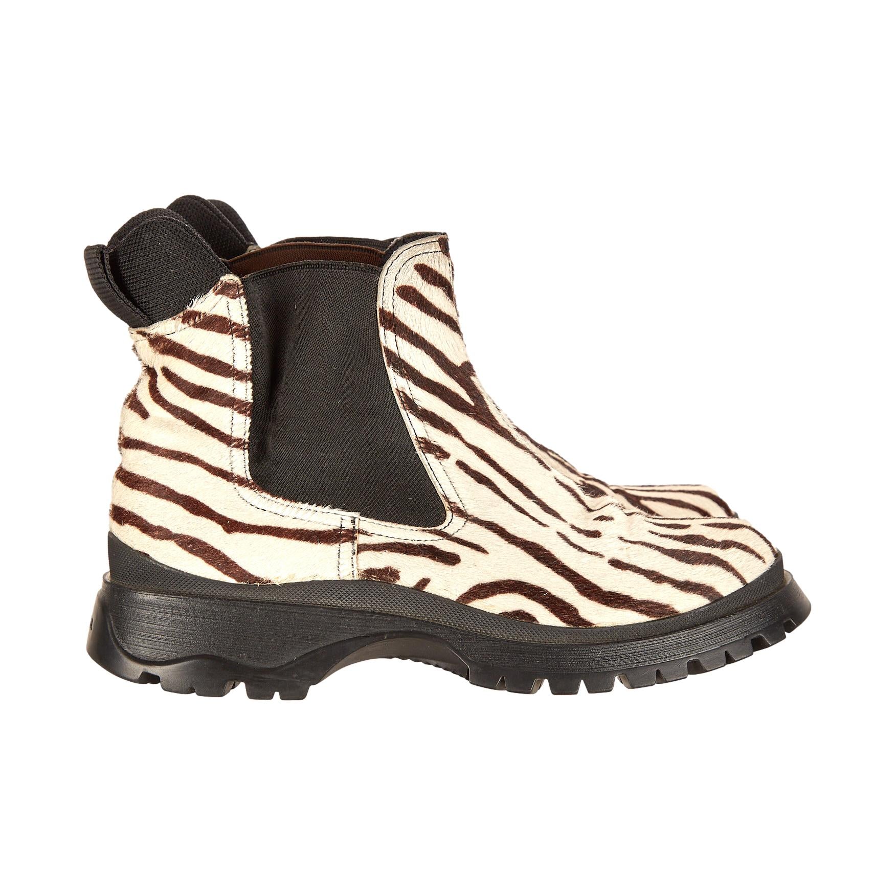 Prada Zebra Print Platform Boots