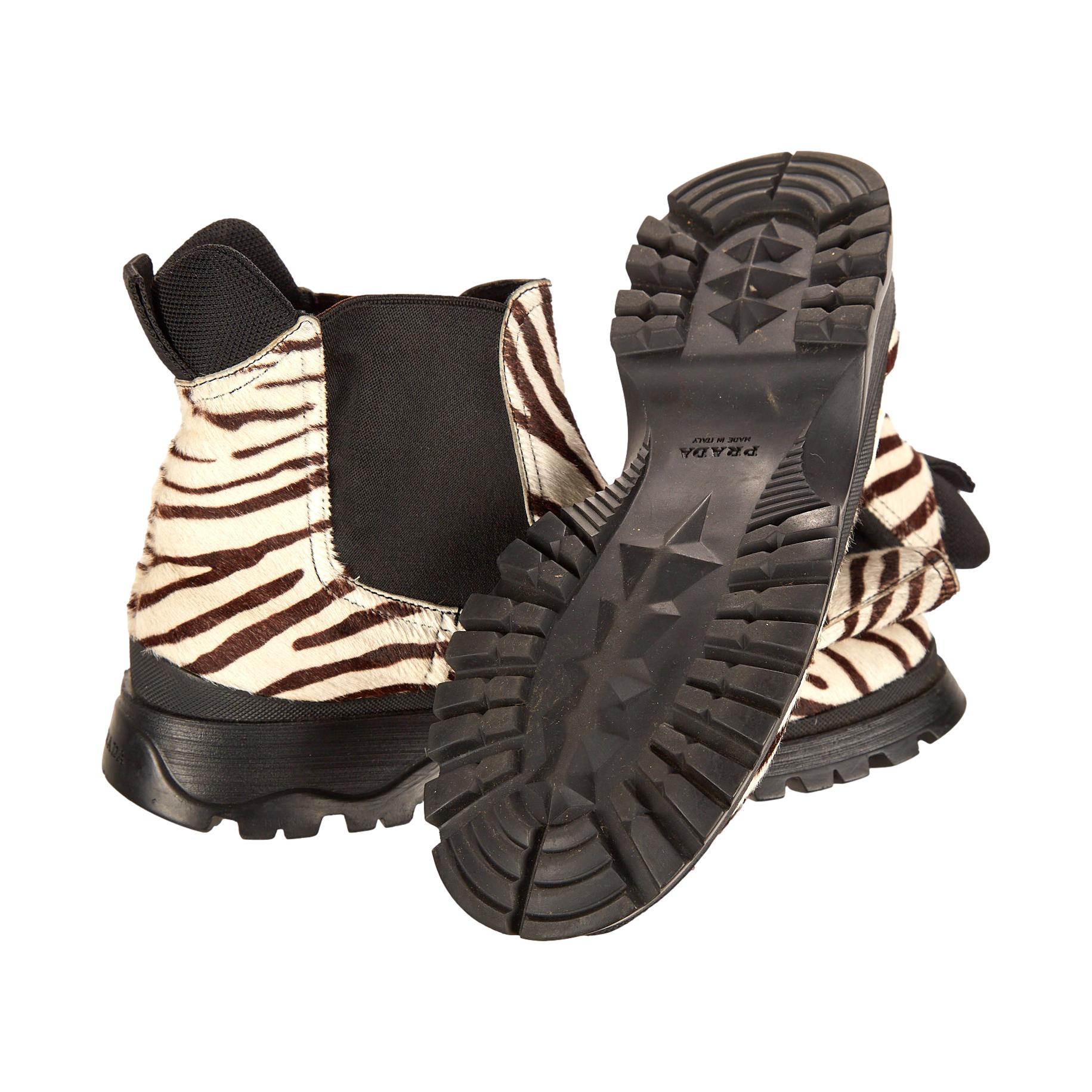 Prada Zebra Print Platform Boots