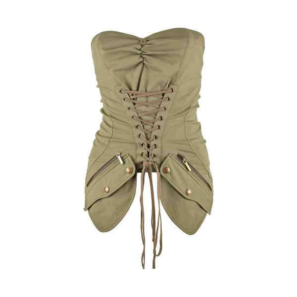 Dior Green Lace Up Corset