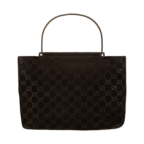 Gucci Black Suede Logo Top Handle Bag