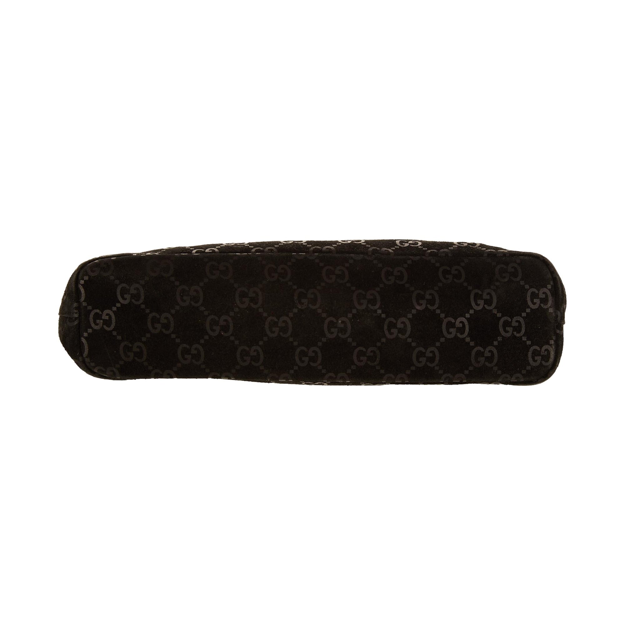 Gucci Black Suede Logo Top Handle Bag