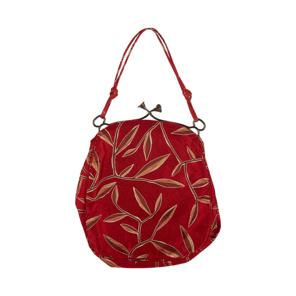 Prada Red Floral Print Kiss Lock Bag