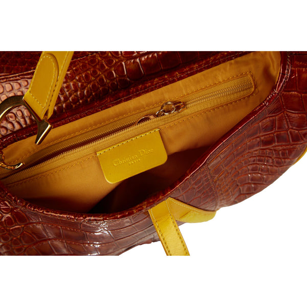 Dior Brown Crocodile Shoulder Bag