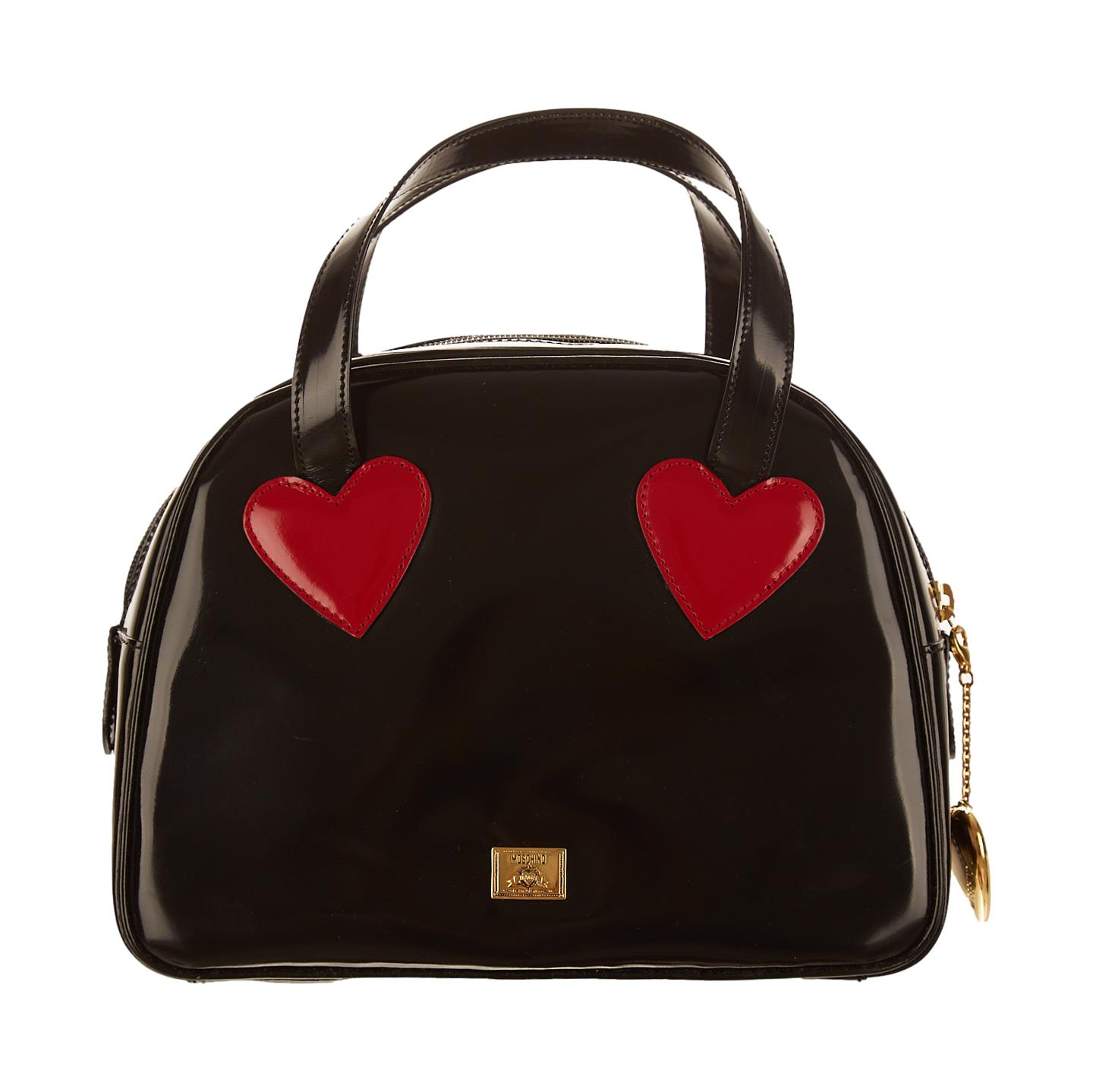Moschino Black Heart Top Handle Bag