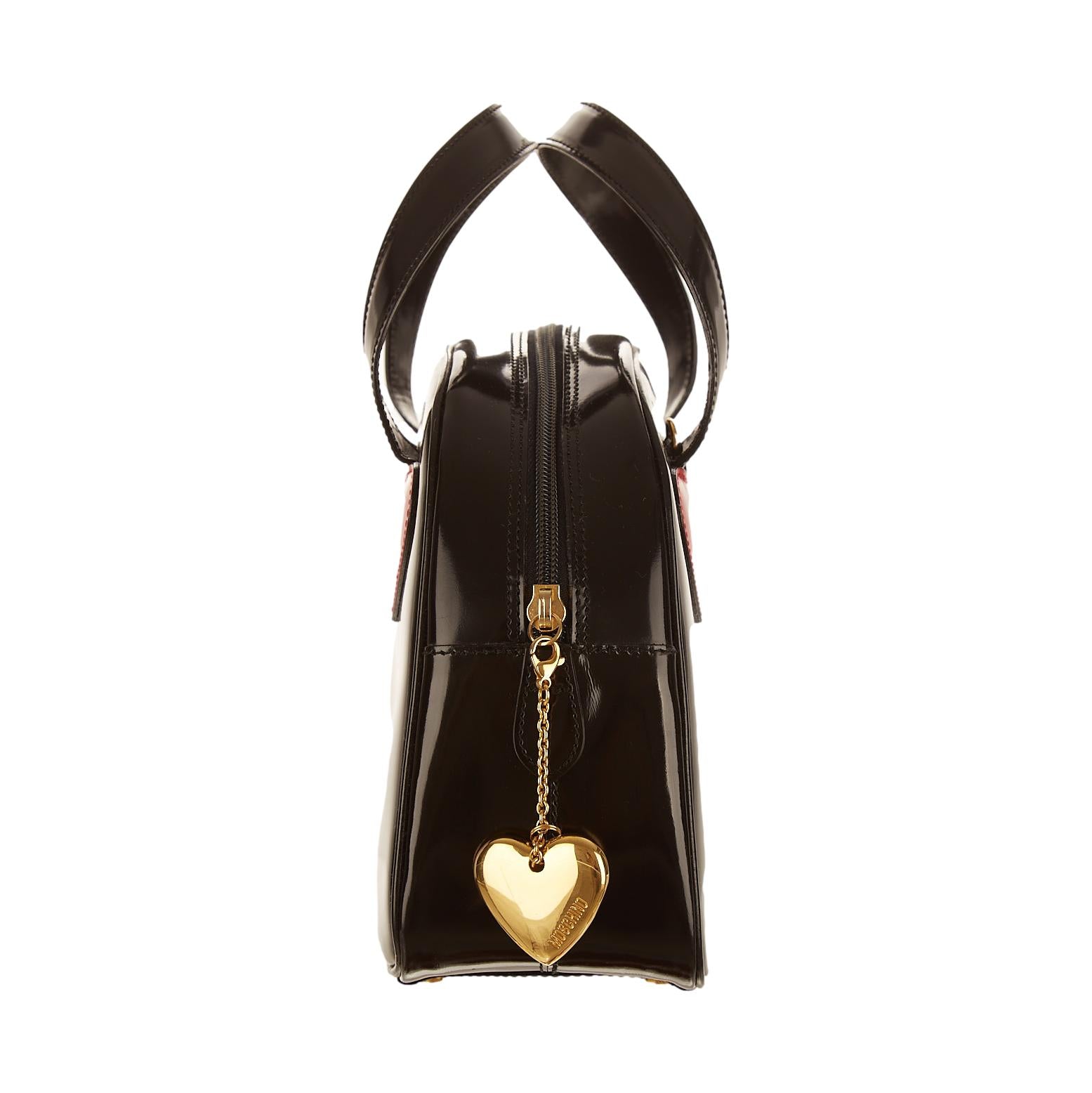 Moschino Black Heart Top Handle Bag