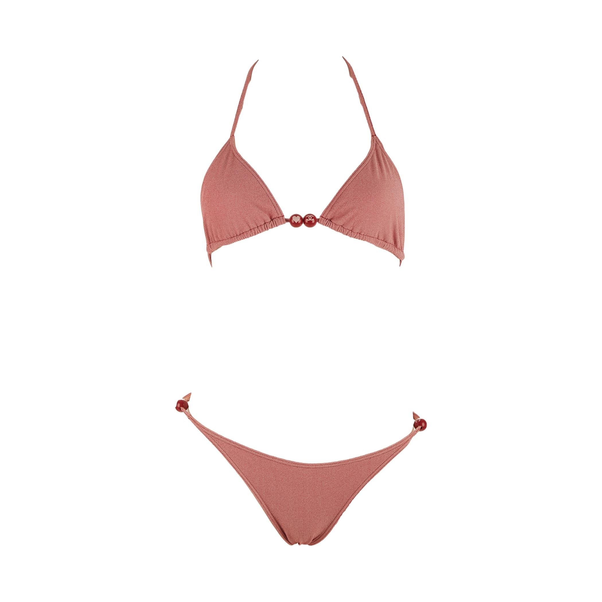 CHANEL VINTAGE 04S CC Logo Swimwear Bikini #36 Black Flower Nylon Rank AB  £439.79 - PicClick UK
