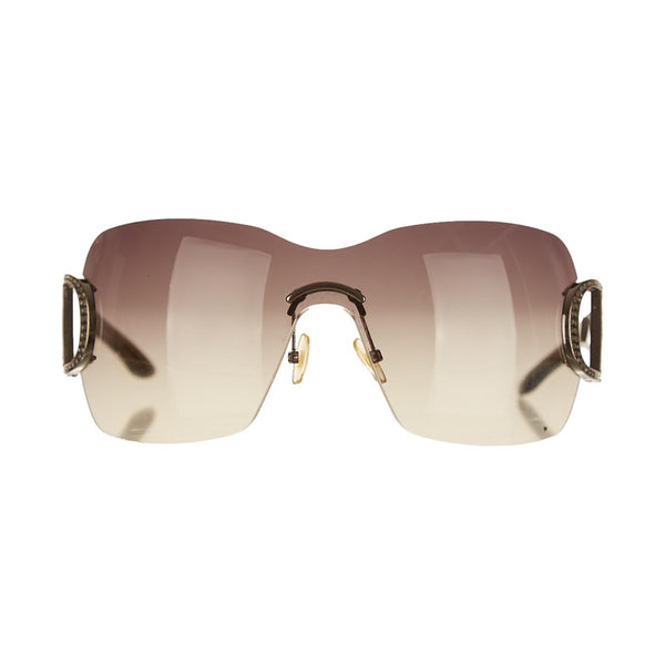 Dior Black Rhinestone Shield Sunglasses