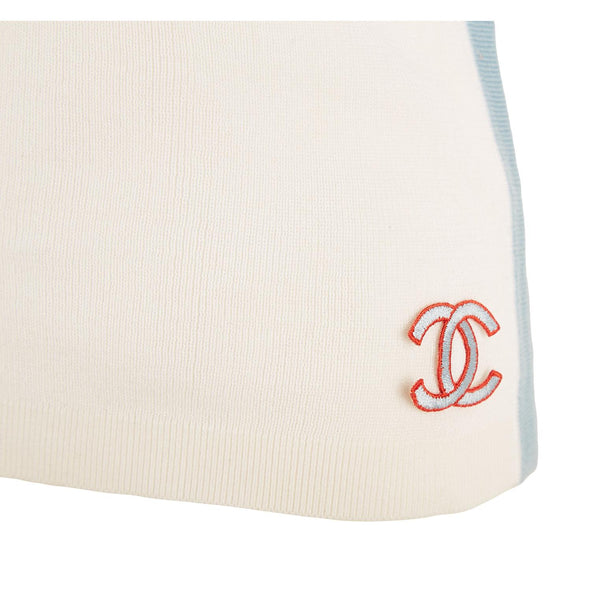 Chanel Baby Blue Knit Logo Tank