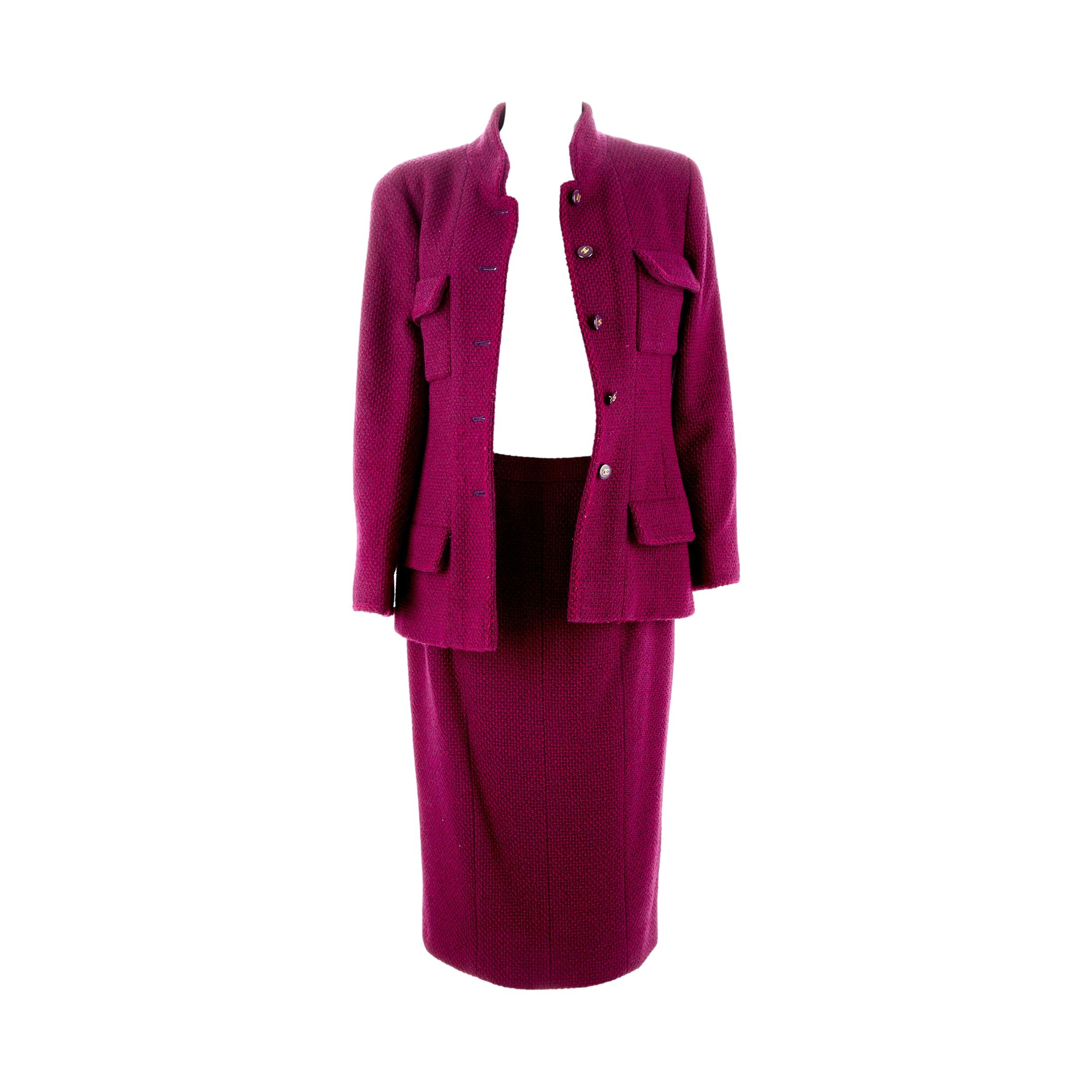 Chanel Purple Tweed Skirt Set