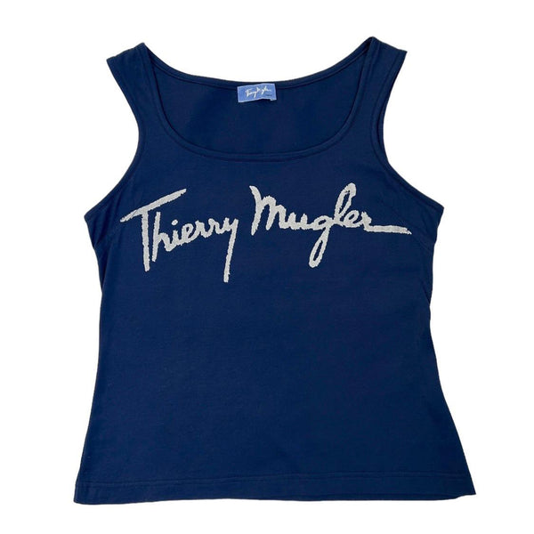 Thierry Mugler Blue Logo Tank Top