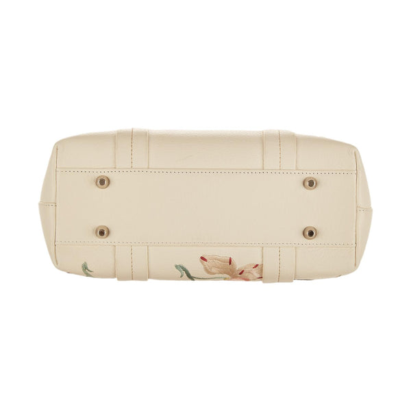 Dior White Floral Stitched Top Handle Bag