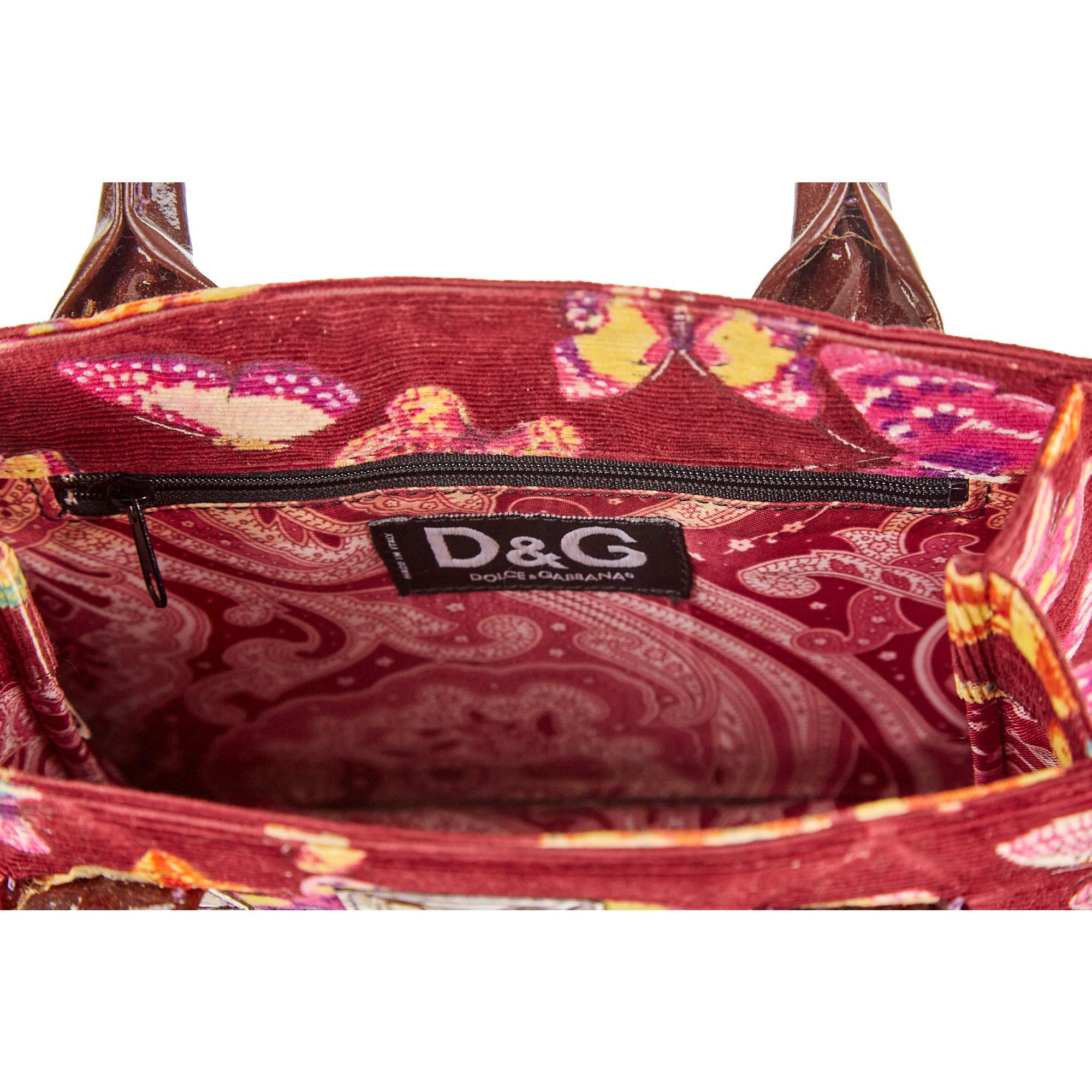 Dolce & Gabbana Burgundy Butterfly Top Handle Bag
