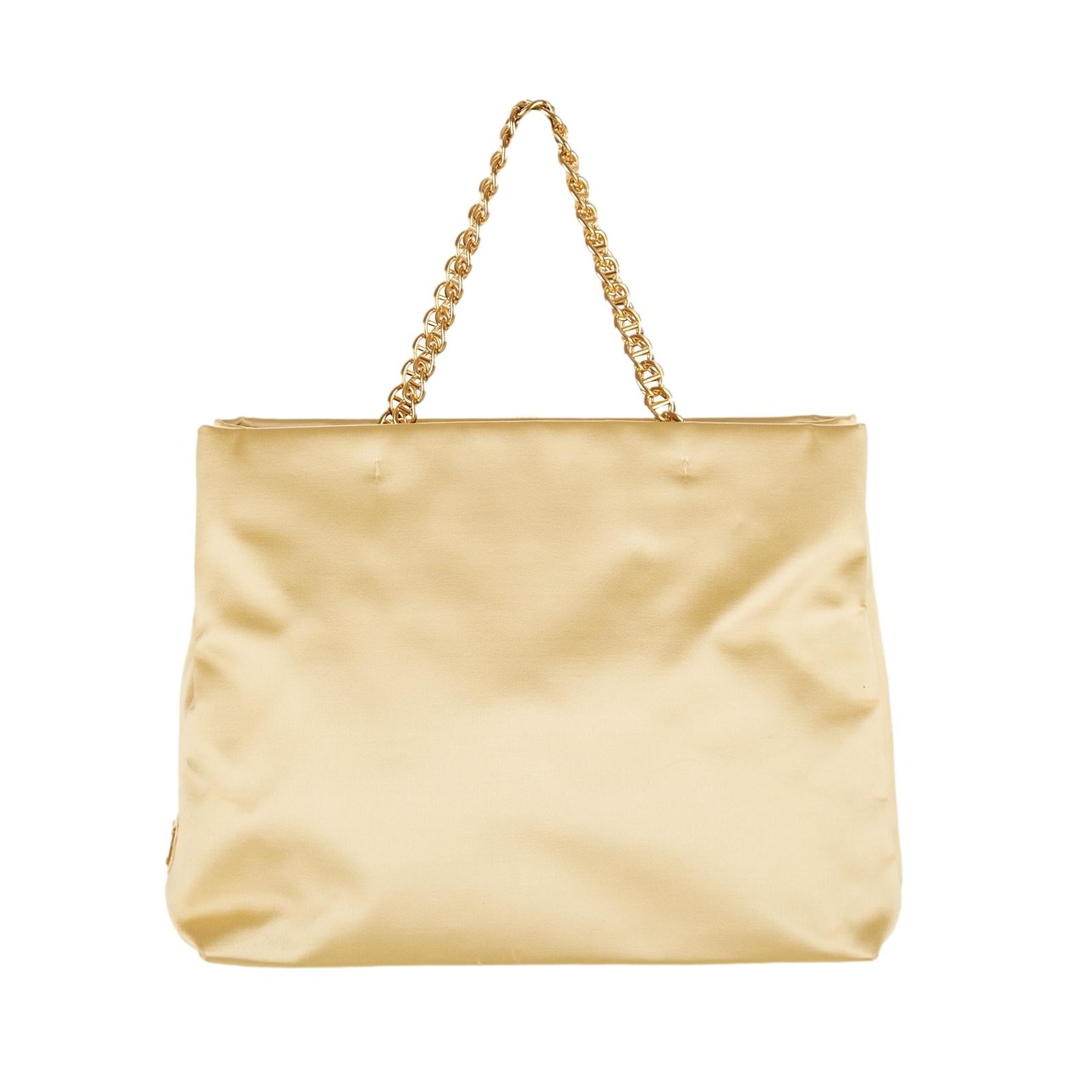 Prada Gold Satin Chain Bag