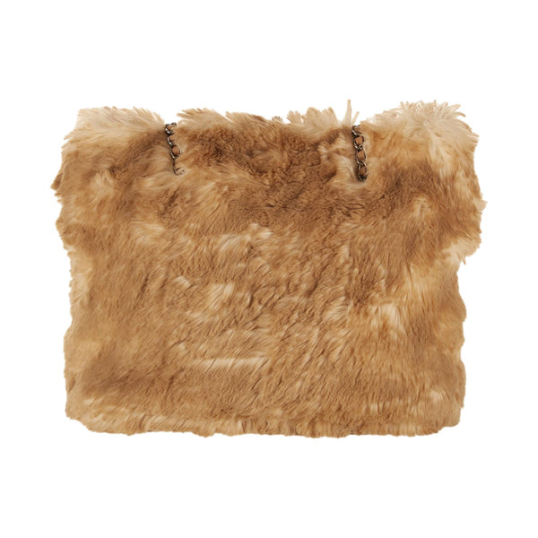 Prada Beige Fur Chain Shoulder Bag