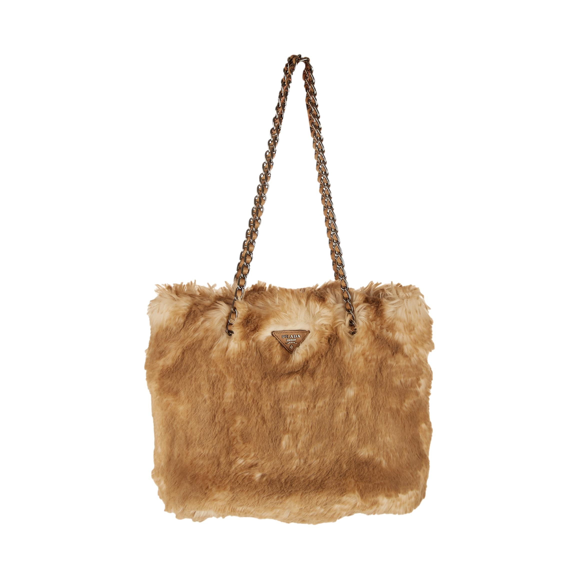 Prada Beige Fur Chain Shoulder Bag – Treasures of NYC