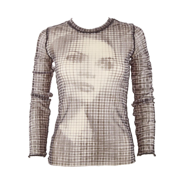 Jean Paul Gaultier Grey Plaid Face Mesh Shirt