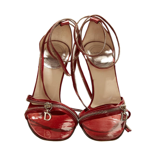 Dior Red Logo Charm Zipper  Heels