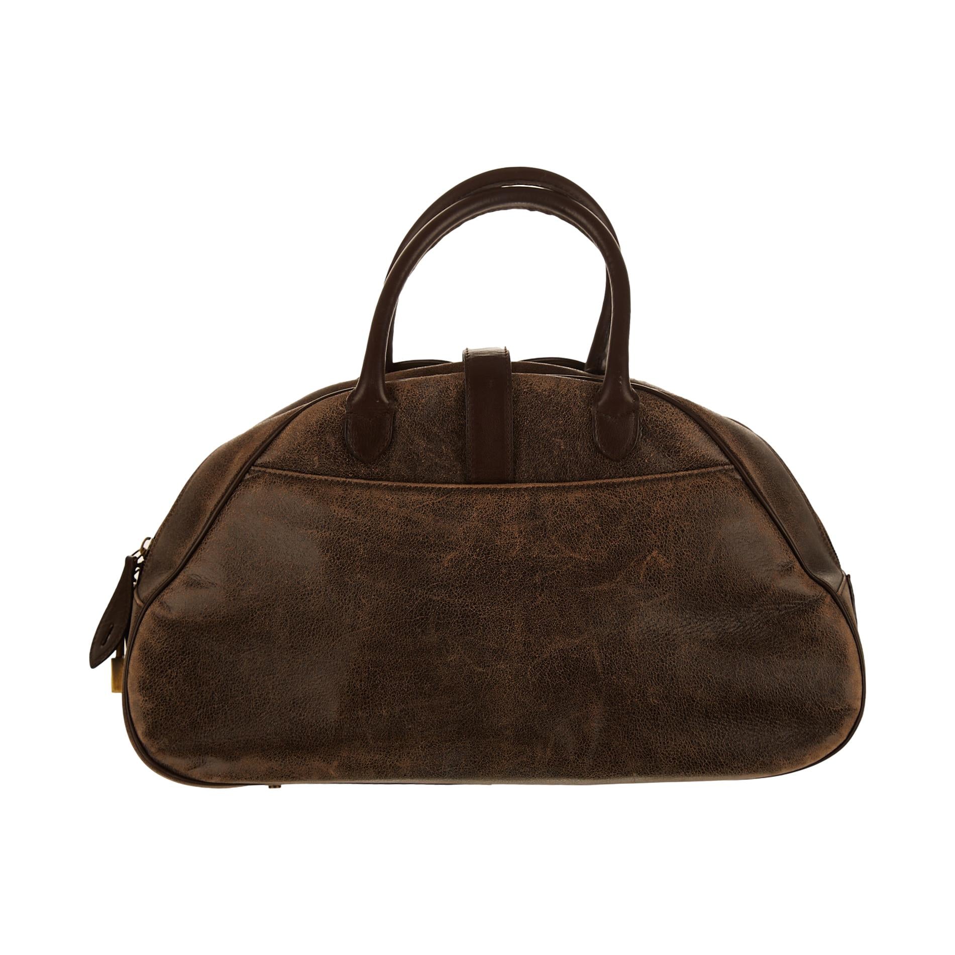 Dior Brown Distressed Top Handle Bag