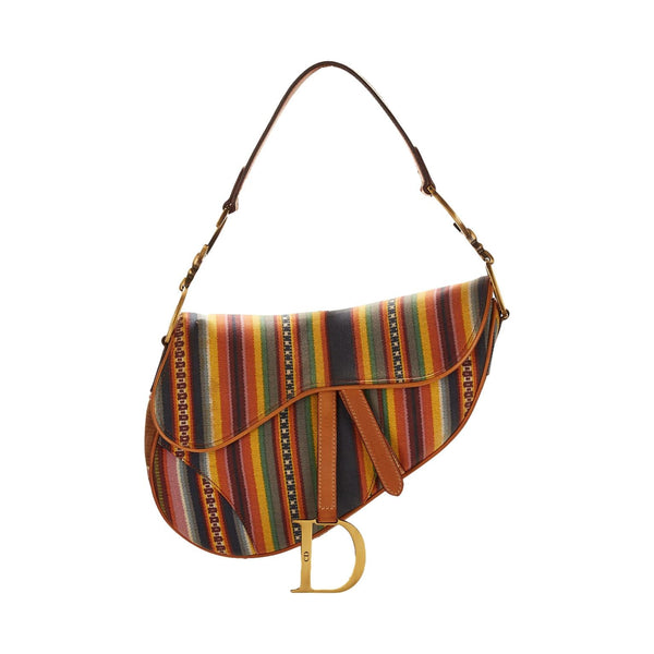 Dior Multicolor Stripe Saddle Bag
