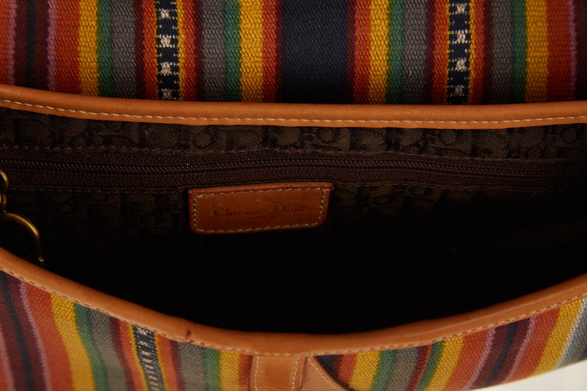 Dior Multicolor Stripe Saddle Bag