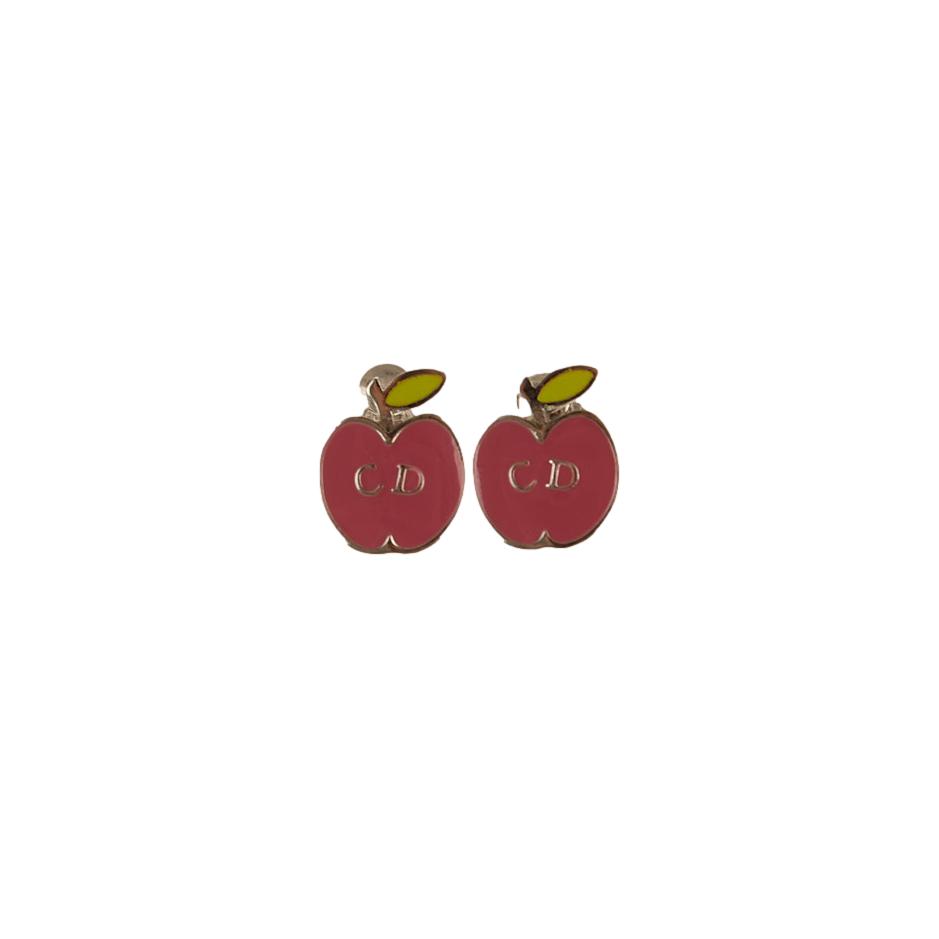 Dior Silver Apple Logo Earrings