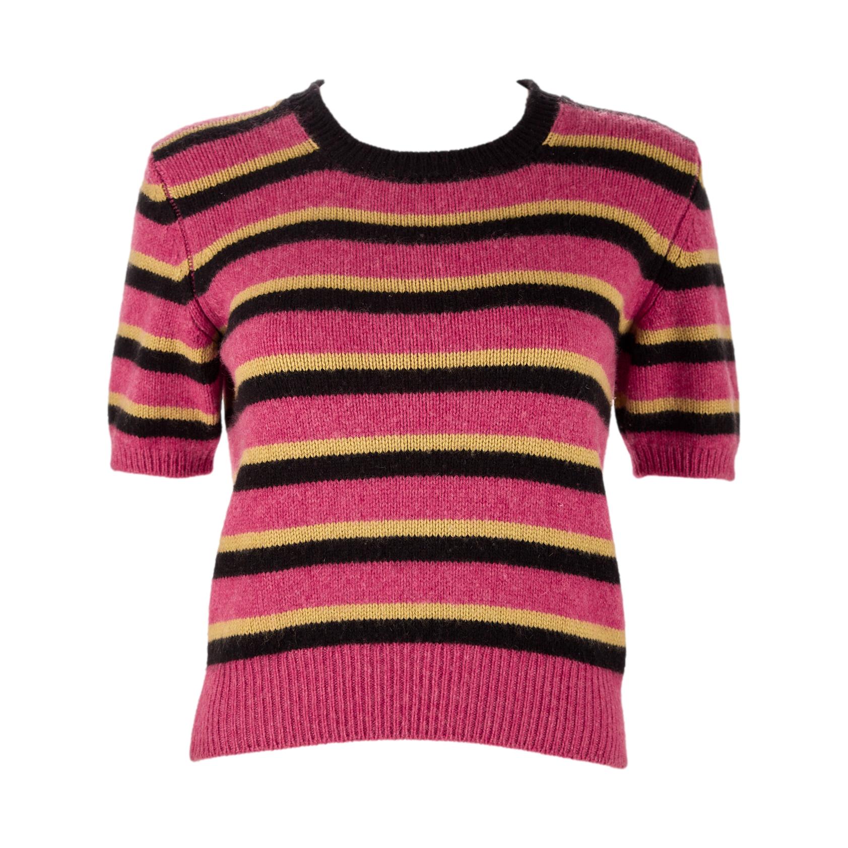 Chanel Pink Striped Sweater Set