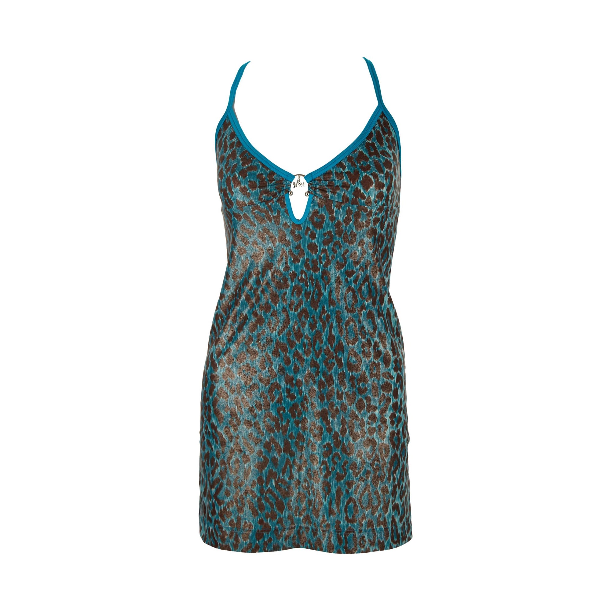 Dolce & Gabbana Blue Leopard Print Dress